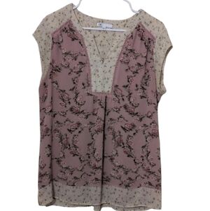 💲⬇️DR2 Pink and Cream Multi Floral Blouse, Very Boho